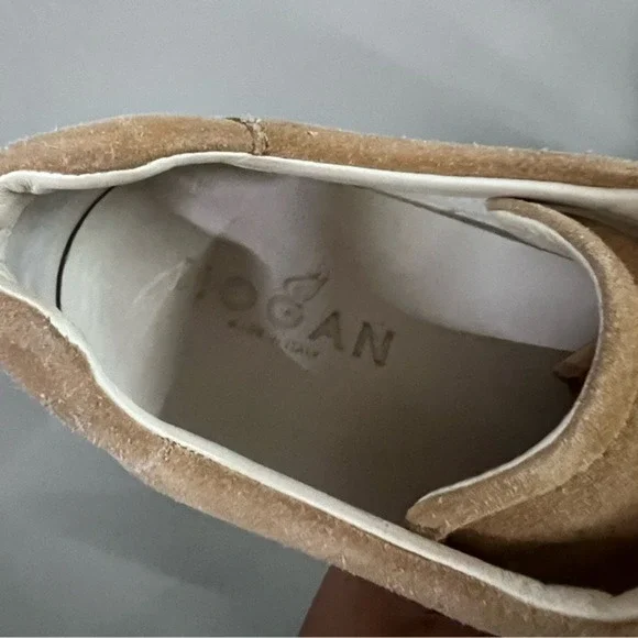 Hogan Men's Casual Sneakers White Suede Leather Lace Up "H" Logo Size 10 - Picture 5 of 6